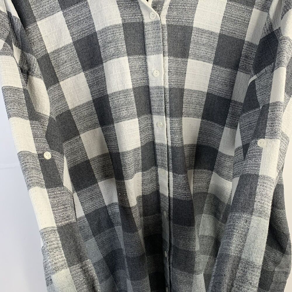 Saints & Hearts Size S / M Tunic Shirt Linen Blend Plaid Ombre Overdye Oversized - Picture 8 of 11